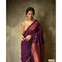 Mayawye Women's Silk Printed Saree With Unstitched Blouse 5.5Mtr (Wine)