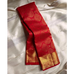 Mayawye Women's Silk Printed Saree With Unstitched Blouse 5.5Mtr (Red)