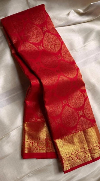 Mayawye Women's Silk Printed Saree With Unstitched Blouse 5.5Mtr (Red)