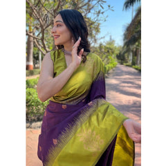 Mayawye Women's Silk Printed Saree With Unstitched Blouse 5.5Mtr (Wine)