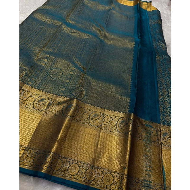 Mayawye Women's Silk Printed Saree With Unstitched Blouse 5.5Mtr (Rama)