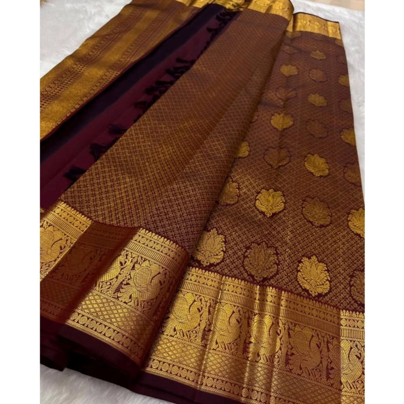 Mayawye Women's Silk Printed Saree With Unstitched Blouse 5.5Mtr (Maroon)