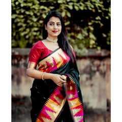 Mayawye Women's Silk Printed Saree With Unstitched Blouse 5.5Mtr (Multicolor)