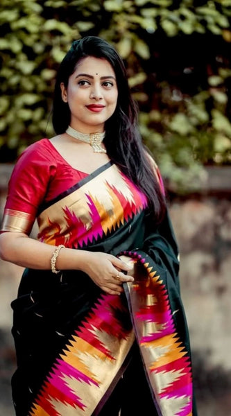 Mayawye Women's Silk Printed Saree With Unstitched Blouse 5.5Mtr (Multicolor)