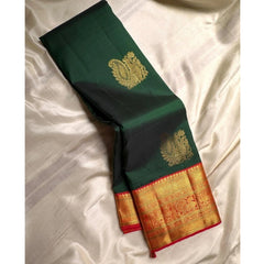 Mayawye Women's Silk Printed Saree With Unstitched Blouse 5.5Mtr (Green)