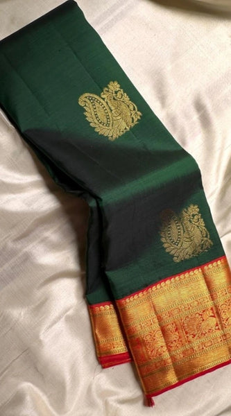 Mayawye Women's Silk Printed Saree With Unstitched Blouse 5.5Mtr (Green)