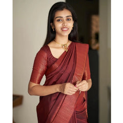 Mayawye Women's Silk Printed Saree With Unstitched Blouse 5.5Mtr (Maroon)