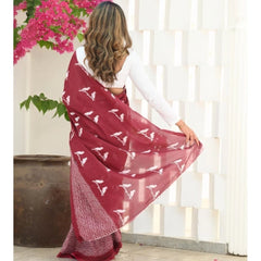 Mayawye Women's Silk Printed Saree With Unstitched Blouse 5.5Mtr (Maroon)