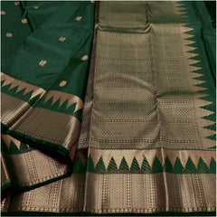 Mayawye Women's Silk Printed Saree With Unstitched Blouse 5.5Mtr (Green)