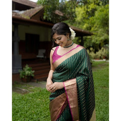 Mayawye Women's Silk Printed Saree With Unstitched Blouse 5.5Mtr (Green)