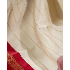 Mayawye Women's Silk Printed Saree With Unstitched Blouse 5.5Mtr (Off White)