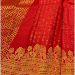 Mayawye Women's Silk Printed Saree With Unstitched Blouse 5.5Mtr (Red)