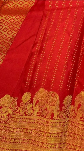 Mayawye Women's Silk Printed Saree With Unstitched Blouse 5.5Mtr (Red)