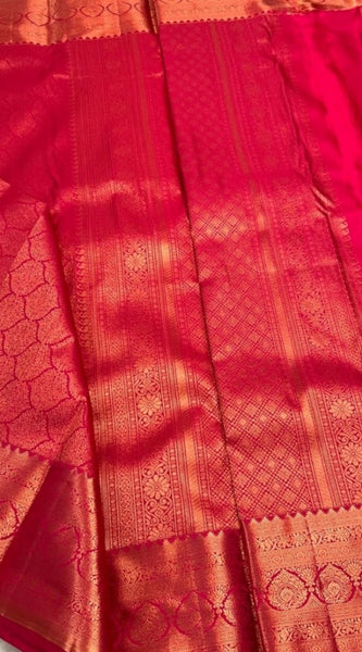 Mayawye Women's Silk Printed Saree With Unstitched Blouse 5.5Mtr (Rani Pink)