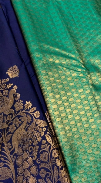 Mayawye Women's Silk Printed Saree With Unstitched Blouse 5.5Mtr (Royal Blue)