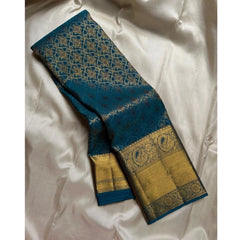 Mayawye Women's Silk Printed Saree With Unstitched Blouse 5.5Mtr (Rama)