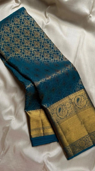 Mayawye Women's Silk Printed Saree With Unstitched Blouse 5.5Mtr (Rama)