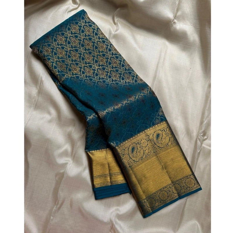 Mayawye Women's Silk Printed Saree With Unstitched Blouse 5.5Mtr (Rama)