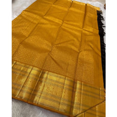 Mayawye Women's Silk Printed Saree With Unstitched Blouse 5.5Mtr (Black)