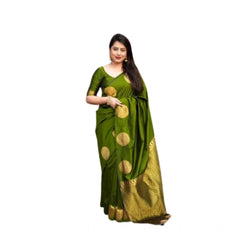 Mayawye Women's Silk Printed Saree With Unstitched Blouse 5.5Mtr (Green)