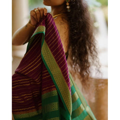 Mayawye Women's Silk Printed Saree With Unstitched Blouse 5.5Mtr (Wine)