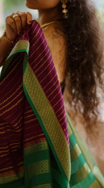 Mayawye Women's Silk Printed Saree With Unstitched Blouse 5.5Mtr (Wine)