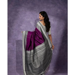 Mayawye Women's Silk Printed Saree With Unstitched Blouse 5.5Mtr (Purple)