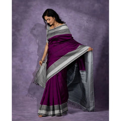 Mayawye Women's Silk Printed Saree With Unstitched Blouse 5.5Mtr (Purple)