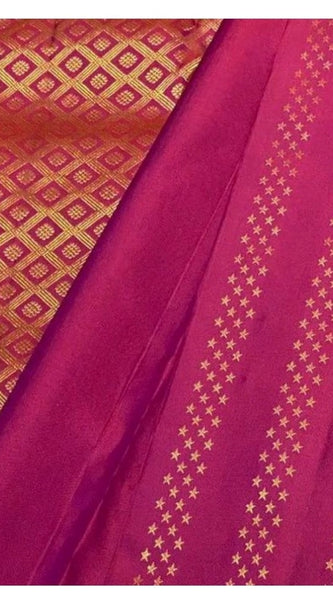 Mayawye Women's Silk Printed Saree With Unstitched Blouse 5.5Mtr (Rani Pink)