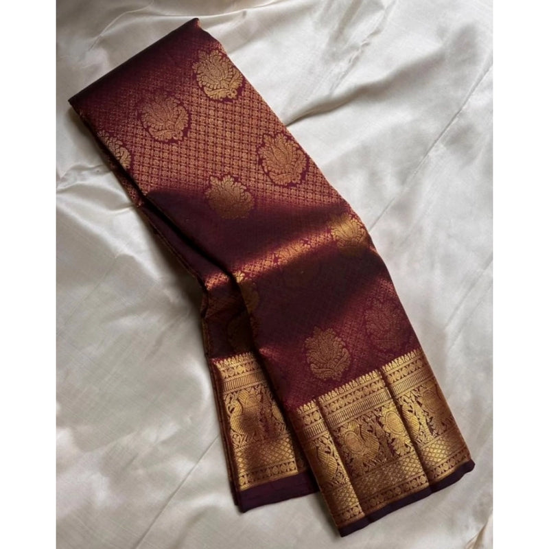 Mayawye Women's Silk Printed Saree With Unstitched Blouse 5.5Mtr (Maroon)