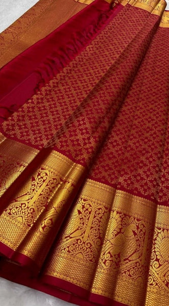 Mayawye Women's Silk Printed Saree With Unstitched Blouse 5.5Mtr (Maroon)