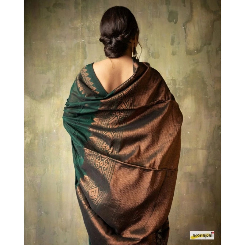 Mayawye Women's Silk Printed Saree With Unstitched Blouse 5.5Mtr (Green)