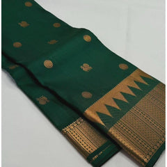 Mayawye Women's Silk Printed Saree With Unstitched Blouse 5.5Mtr (Green)