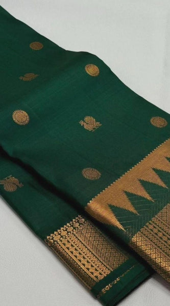Mayawye Women's Silk Printed Saree With Unstitched Blouse 5.5Mtr (Green)
