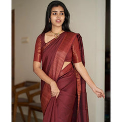Mayawye Women's Silk Printed Saree With Unstitched Blouse 5.5Mtr (Maroon)