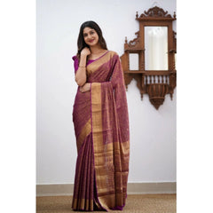Mayawye Women's Silk Printed Saree With Unstitched Blouse 5.5Mtr (Wine)