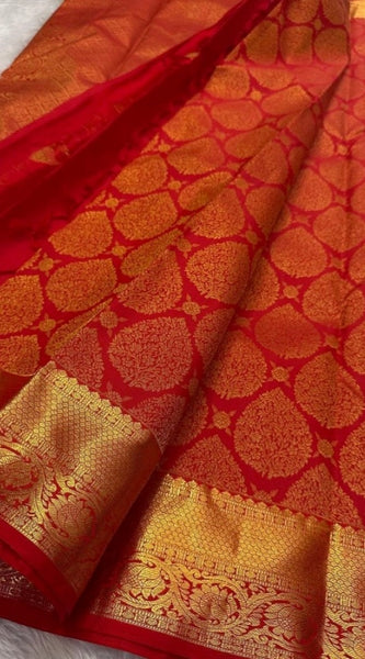 Mayawye Women's Silk Printed Saree With Unstitched Blouse 5.5Mtr (Red)