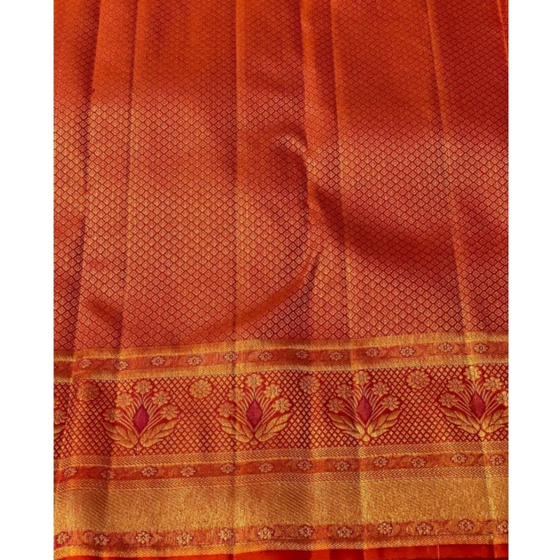 Mayawye Women's Silk Printed Saree With Unstitched Blouse 5.5Mtr (Red)