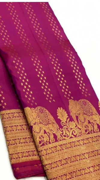 Mayawye Women's Silk Printed Saree With Unstitched Blouse 5.5Mtr (Rani Pink)