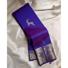Mayawye Women's Silk Printed Saree With Unstitched Blouse 5.5Mtr (Royal Blue)