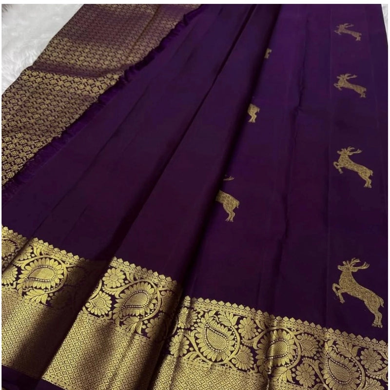 Mayawye Women's Silk Printed Saree With Unstitched Blouse 5.5Mtr (Wine)