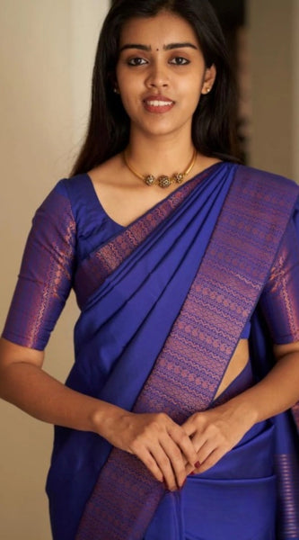 Mayawye Women's Silk Printed Saree With Unstitched Blouse 5.5Mtr (Blue)