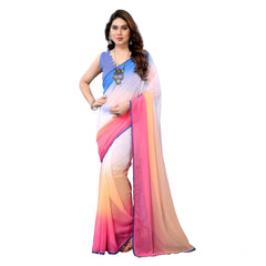 Mayawye Women's Small Lace Georgette Solid Ready-to-Wear Saree With Unstitched Blouse 5.5 Mtr (Multicolor)