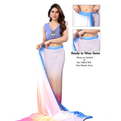 Mayawye Women's Small Lace Georgette Solid Ready-to-Wear Saree With Unstitched Blouse 5.5 Mtr (Multicolor)