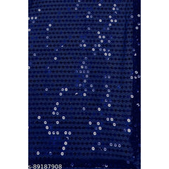 Mayawye Women's Georgette Embellished Sequnece Bollywood Saree With Unstitched Blouse 5.5Mtr (Blue)
