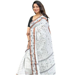Mayawye Women's Silk Printed Saree With Unstitched Blouse 5.5Mtr (Off White)
