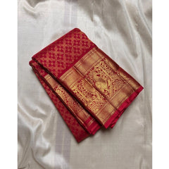 Mayawye Women's Silk Printed Saree With Unstitched Blouse 5.5Mtr (Maroon)