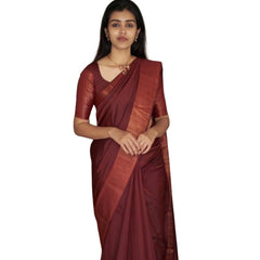 Mayawye Women's Silk Printed Saree With Unstitched Blouse 5.5Mtr (Maroon)