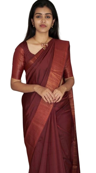 Mayawye Women's Silk Printed Saree With Unstitched Blouse 5.5Mtr (Maroon)
