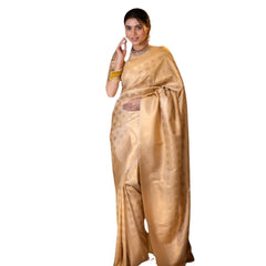 Mayawye Women's Silk Printed Saree With Unstitched Blouse 5.5Mtr (Cream)